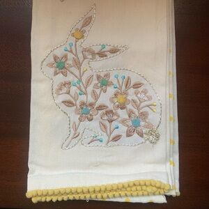 NWT Floral Embroidered Bunny Tea Towel -
Set of 2, Perfect for Easter!